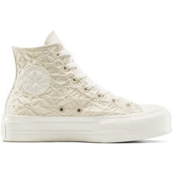 Buty sportowe Converse Chuck Taylor All Star Lift Platform Textured Material. Brązowe obuwie sportowe damskie Converse, bez wzorów, z materiału. Za 490.00 zł.