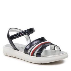 Sandały Tommy Hilfiger. Niebieskie sandały dziewczęce Tommy Hilfiger, bez zapięcia. Za 399.99 zł.