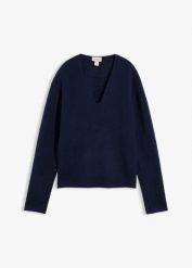 Sweter z dekoltem w serek. Zielone swetry damskie bonprix, bez wzorów, bez kołnierzyka, bez ramiączek, bez kaptura. Za 109.99 zł.