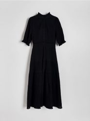 Sukienka maxi - czarny. Czarne sukienki damskie Reserved, l, bez wzorów, z bawełny, klasyczne, bez kołnierzyka, bez ramiączek, maxi. W wyprzedaży za 139.99 zł.