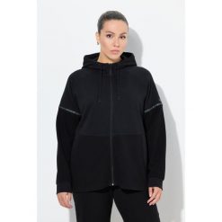 Damskie Bluza odblaskowe paski kaptur w połowie z eleganckiego weluru ottoman. Czarne bluzy damskie Ulla Popken, plus size, bez wzorów, z bawełny, bez kaptura. W wyprzedaży za 223.99 zł.