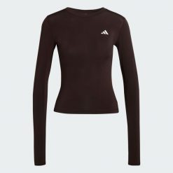 Koszulka z długim rękawem PrimeLift Essentials Workout Contour. Brązowe t-shirty damskie Adidas, bez wzorów, bez kołnierzyka. Za 149.00 zł.