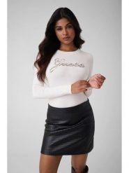 Guess Sweter 184022 Biały Classic Fit. Białe swetry damskie Guess, l, z aplikacjami, bez kołnierzyka, bez ramiączek, bez kaptura. Za 344.99 zł.