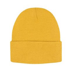 Jednokolorowa Czapka Zimowa Typu Beanie – Zimowa - Żółta. Żółte czapki i kapelusze męskie His Story, na jesień, bez wzorów. Za 40.00 zł.