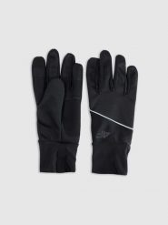 4F Rękawiczki softshellowe Touch Screen uniseks - czarne XL. Czarne rękawiczki damskie 4f, bez wzorów, z softshellu, klasyczne. Za 69.99 zł.