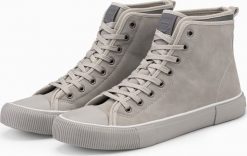 Ombre Wysokie buty męskie trampki z dekoracyjną lamówką popielate V3 OM-FOTH-0158 41. Szare trampki męskie Ombre, bez wzorów, bez zapięcia. Za 169.99 zł.