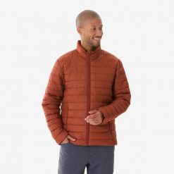 Kurtka turystyczna zimowa męska Quechua MH100. Brązowe kurtki męskie QUECHUA, na zimę, l, bez wzorów, z materiału, klasyczne, bez kaptura. Za 119.99 zł.