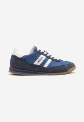 Niebiesko-Granatowe Buty Sportowe w Stylu Kultowych Tenisówek ze Skórzaną Wkładką Falritia. Niebieskie buty sportowe męskie Born2be, z jeansu, bez zapięcia, tenisowe. Za 169.99 zł.