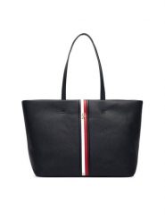 Tommy Hilfiger Torebka Th Corp Ess Tote AW0AW19334 Granatowy. Niebieskie torebki do ręki damskie Tommy Hilfiger, bez wzorów, ze skóry, bez dodatków. Za 569.99 zł.
