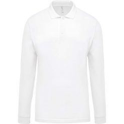 Koszulka polo z długim rękawem Kariban blanc. Białe bluzki z długim rękawem męskie KARIBAN, m, bez wzorów, bez ramiączek. Za 101.00 zł.
