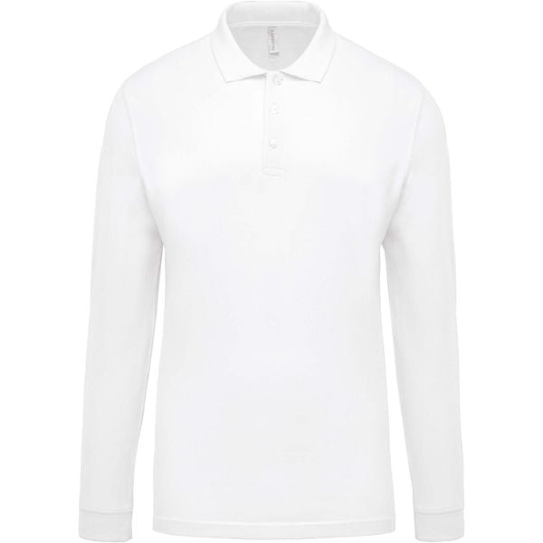 Koszulka polo z długim rękawem Kariban blanc. Białe bluzki z długim rękawem męskie KARIBAN, m, bez wzorów, bez ramiączek. Za 101.00 zł.