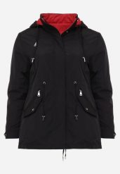 Czarno-Czerwona Przejściowa Kurtka Dwustronna Parka z Pikowaniem i Kapturem Tidare. Czarne kurtki damskie Born2be, l, bez wzorów, z jeansu. Za 99.99 zł.