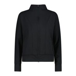 Kurtka damska z zamkiem i wysokim kołnierzem CMP. Czarne kurtki sportowe damskie CMP, bez wzorów, bez kaptura, trekkingowe. Za 290.50 zł.