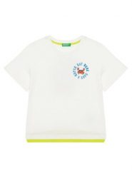 United Colors Of Benetton T-Shirt 3SLUG10JF Écru Regular Fit. T-shirty dla chłopców United Colors Of Benetton, bez wzorów, z bawełny, bez ramiączek. Za 39.99 zł.