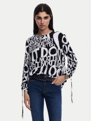 Desigual Bluzka 25SWBW04 Czarny Regular Fit. Czarne bluzki damskie Desigual, l, bez wzorów, z wiskozy, bez kołnierzyka, bez ramiączek. Za 259.99 zł.