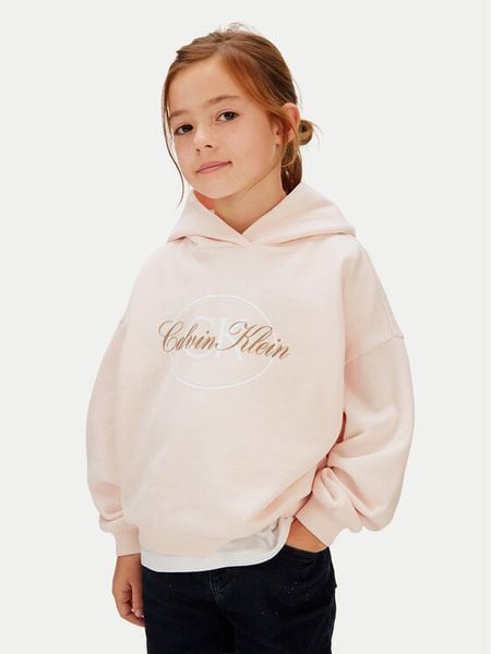 Calvin Klein Bluza Oval LVCKSJB23G Różowy Relaxed Fit. Czerwone bluzy dla dziewczynek Calvin Klein, bez wzorów, z bawełny, bez ramiączek, bez kaptura. Za 213.99 zł.