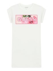 Guess Sukienka codzienna J6GK05 KAE24 Biały Regular Fit. Białe sukienki dla dziewczynek Guess, z aplikacjami, z bawełny, bez ramiączek. Za 179.99 zł.