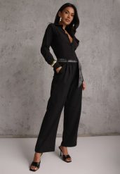 Czarne Bawełniano-Wiskozowe Spodnie Wide Leg z Paskiem Typu Apaszka Arlethia. Czarne szaliki i chusty damskie Renee, bez wzorów, z bawełny, eleganckie. Za 79.99 zł.