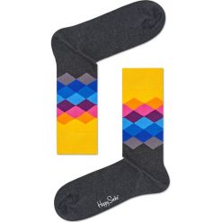 Happy Socks - Skarpetki Faded Diamond. Szare skarpety damskie Happy Socks, z bawełny. W wyprzedaży za 29.90 zł.