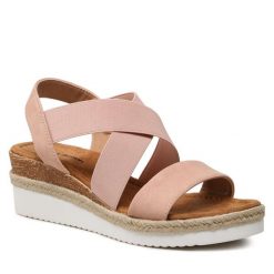 Espadryle Clara Barson. Czerwone klapki damskie Clara Barson, bez wzorów, bez obcasa, bez zapięcia. Za 82.99 zł.