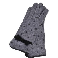 DZIANINOWE RĘKAWICZKI W GROCHY Z OZDOBNĄ KOKARDĄ. Rękawiczki damskie marki TOP SECRET. W wyprzedaży za 24.99 zł.
