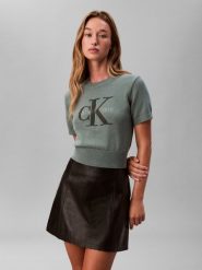 Calvin Klein Jeans Sweter damski - wrzosowy Kobiety Bawełna zielony jednolity, XL. Fioletowe swetry damskie Calvin Klein Jeans, xl, bez wzorów, z bawełny, bez kołnierzyka, bez ramiączek, bez kaptura. Za 409.95 zł.