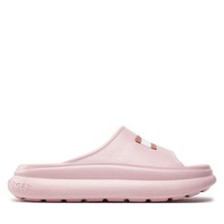 Klapki Tommy Hilfiger. Czerwone klapki damskie Tommy Hilfiger, bez wzorów, bez obcasa. Za 169.99 zł.