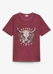 T-shirt z efektem sprania, z czystej bawełny organicznej. Szare t-shirty męskie bonprix, l, bez wzorów, z bawełny, bez kołnierzyka. Za 57.99 zł.