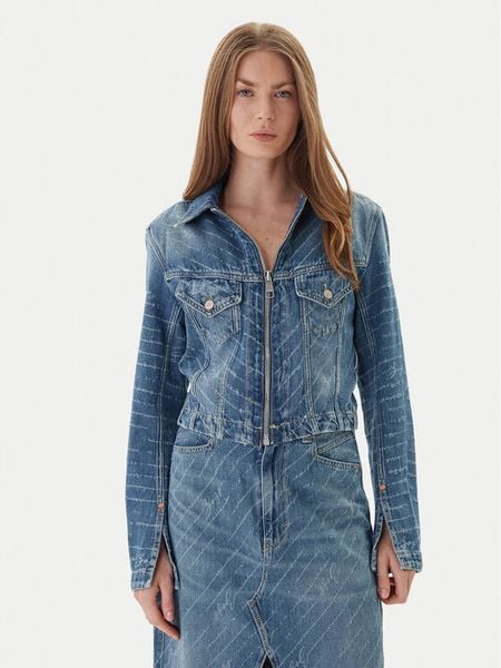 BOSS Kurtka jeansowa 50542426 Niebieski Slim Fit. Niebieskie kurtki damskie Boss, xs, bez wzorów, z bawełny, bez kaptura. Za 539.99 zł.