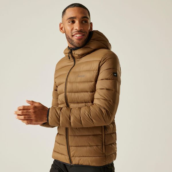 Marizion Męska wodoodporna aktywna kurtka z kapturem z przegrodami. Brązowe kurtki męskie Regatta, m, bez wzorów, z puchu, trekkingowe. Za 199.99 zł.