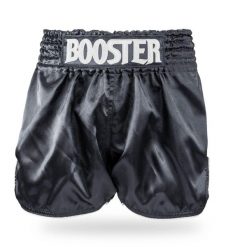 Spodenki do boksu tajskiego Booster Fight Gear Tbt Plain V2. Czarne krótkie spodenki sportowe męskie BOOSTER FIGHT GEAR, bez wzorów, na fitness i siłownię. Za 139.50 zł.