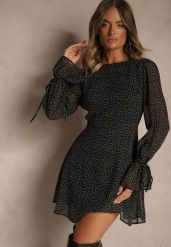 Czarna Sukienka Vices Ozdobiona Transparentnymi Rękawami i Kropkami Celziva. Czarne sukienki damskie Renee, na co dzień, l, bez wzorów, z koronki, eleganckie, bez kołnierzyka, bez ramiączek, mini, dopasowane. Za 119.99 zł.