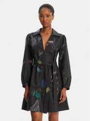 Desigual Sukienka codzienna Pisos 25WWVW06 Czarny Regular Fit. Czarne sukienki damskie Desigual, na co dzień, xs, bez wzorów, z bawełny, bez kołnierzyka, bez ramiączek, proste. Za 429.99 zł.