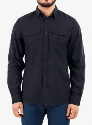 Koszula podróżnicza Fjallraven Ovik Travel Shirt LS. Niebieskie koszule męskie Fjällräven, s, bez wzorów, z materiału, klasyczne, bez kołnierzyka, bez ramiączek. Za 450.99 zł.