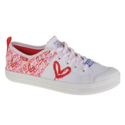 Buty do chodzenia damskie, Skechers Bobs B Cool-All Corazon. Białe obuwie sportowe damskie Skechers, bez wzorów, z materiału, trekkingowe. Za 169.99 zł.