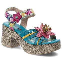 Sandały damskie Artiker, cholewka ze skóry naturalnej pasek wokół kostki z zapięciem na rzep, niebieskie, 58C1026. Niebieskie klapki damskie Artiker, bez wzorów, ze skóry, bez obcasa, na obcasie, bez zapięcia. Za 329.00 zł.