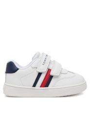 Tommy Hilfiger Sneakersy Stripes Low Cut Velcro Sneaker T1X9-33839-1355 M Biały. Białe buty sportowe chłopięce Tommy Hilfiger, bez wzorów, ze skóry, bez zapięcia. Za 189.99 zł.