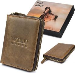 Wild Wild Horse Portfel Skórzany męski Pojemny brąz vintage G71. Portfele męskie Wild, bez wzorów. Za 71.49 zł.