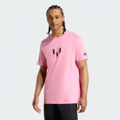 Koszulka z grafiką Messiego. Czerwone koszulki sportowe męskie Adidas, m, bez wzorów, bez kołnierzyka, bez ramiączek, do piłki nożnej. Za 179.00 zł.