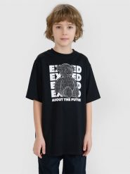 4F T-shirt oversize z nadrukiem chłopięcy - czarny 158 (12-13 lat). Czarne t-shirty dla chłopców 4f, bez wzorów, z bawełny, bez ramiączek. W wyprzedaży za 29.99 zł.