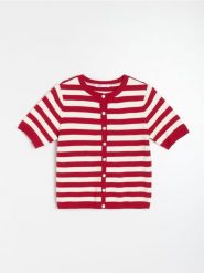 Bluzka swetrowa w paski z wiskozą - wielobarwny. Bluzki damskie Sinsay, l, bez wzorów, z wiskozy, bez kołnierzyka, bez ramiączek. Za 49.99 zł.