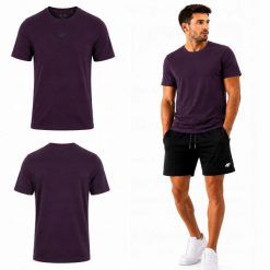 T-SHIRT MĘSKI 4F KOSZULKA SPORTOWA NA CO DZIEŃ LIMITOWANA M3947 SS26. Fioletowe koszulki sportowe męskie 4f, m, bez wzorów, z bawełny, bez kołnierzyka, bez ramiączek, na fitness i siłownię. Za 54.99 zł.