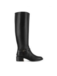 DeeZee Kozaki HY2T609-2 Czarny. Czarne kozaki damskie DeeZee, ze skóry, bez obcasa, na słupku. Za 219.99 zł.