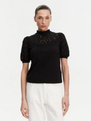 Morgan Bluzka 241-DULIE Czarny Regular Fit. Czarne bluzki damskie Morgan, m, bez wzorów, z bawełny, bez kołnierzyka, bez ramiączek. Za 119.99 zł.
