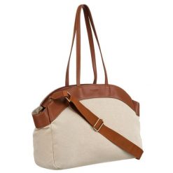 Duża torba damska wykonana ze skóry naturalnej i włókna poliamidowego w beżowo-brązowym kolorze Peterson PTN CAN-01. Brązowe torebki do ręki damskie Peterson, bez wzorów, z poliamidu, duże, bez dodatków. Za 136.99 zł.
