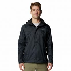 Kurtka przeciwdeszczowa męska Columbia Watertight II Jacket z kapturem. Czarne kurtki sportowe męskie Columbia, m, bez wzorów, trekkingowe. Za 366.95 zł.