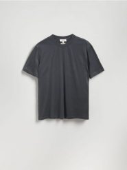 T-shirt regular z bawełną merceryzowaną - szary. Szare t-shirty męskie Reserved, l, bez wzorów, z bawełny, bez kołnierzyka. Za 99.99 zł.