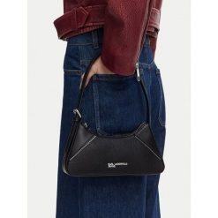 Torebka Karl Lagerfeld Jeans. Czarne torebki do ręki damskie Karl Lagerfeld Jeans, bez wzorów, z jeansu, klasyczne, bez dodatków. Za 529.99 zł.