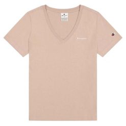 Damska Prążkowana Koszulka. Brązowe t-shirty damskie Champion, bez wzorów, prążkowane, casualowe, bez kołnierzyka. Za 143.99 zł.