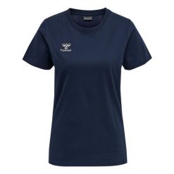Damska bawełniana koszulka Hummel Move Grid. Niebieskie koszulki sportowe damskie Hummel, xl, bez wzorów, z bawełny, klasyczne, bez kołnierzyka. Za 145.75 zł.